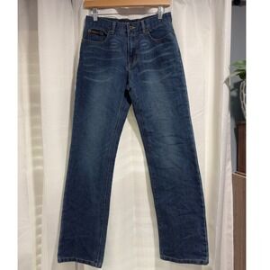 Baby Phat Womens Dark Wash Straight Leg Jeans Gold Cat Logo Y2K Size 3 E15014CC